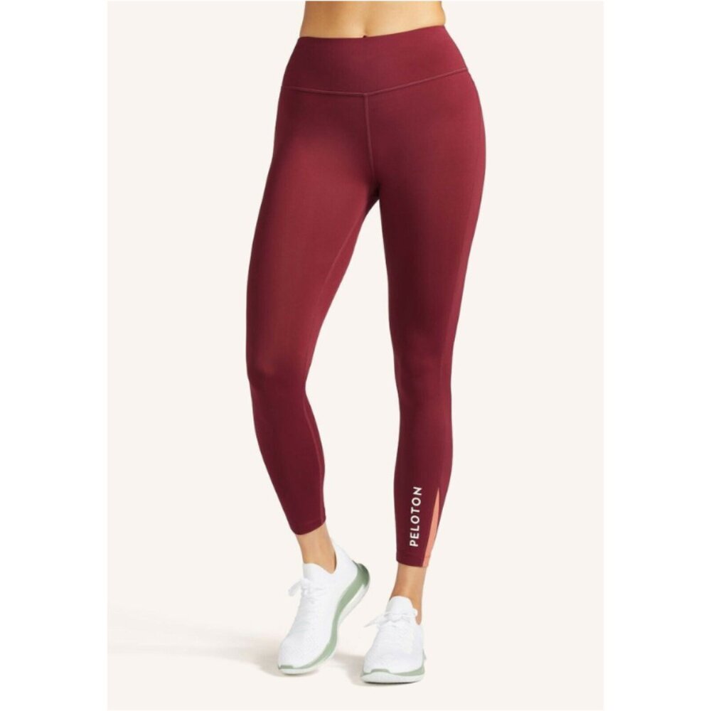 Peloton NWT Women's Red MOVE MISSION Ribbed Insert Leggings, Size Medium (29-31)